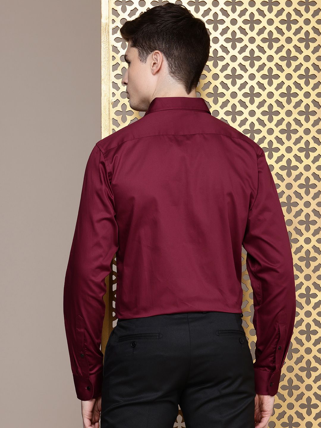 House of Pataudi Pure Cotton Pleated Opaque Party Shirt