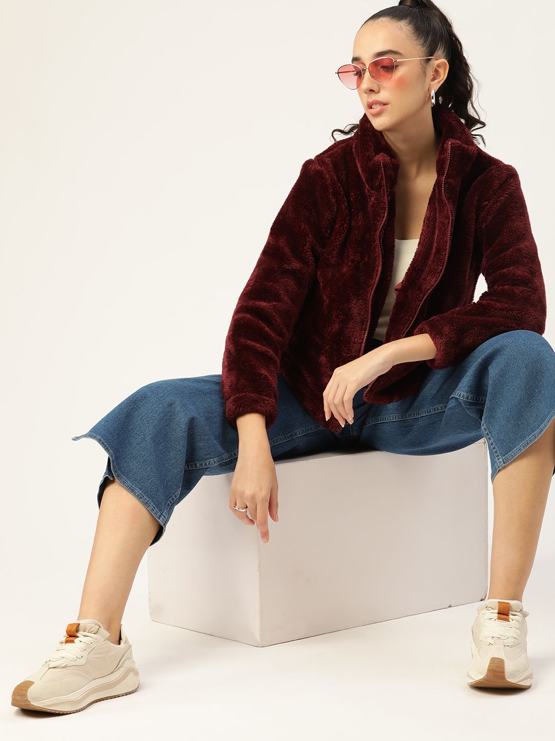 DressBerry Women Burgundy Tailored Jacket
