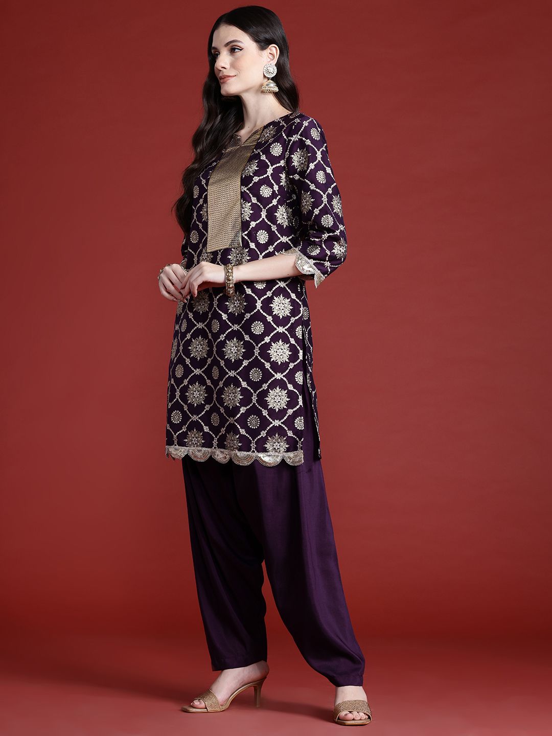Anouk Ethnic Motifs Print Kurta with Salwar & Dupatta