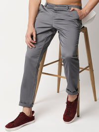 Thomas Scott Men Grey Slim Fit Easy Wash RegularChinos Trousers
