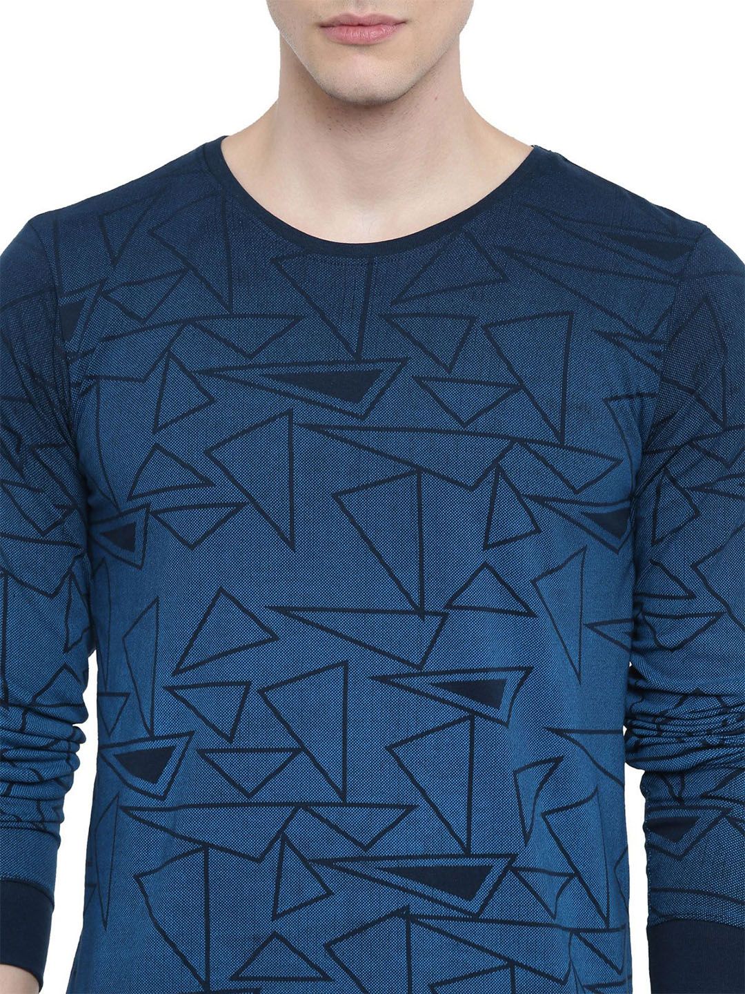 ADRO Men Geometric Printed Round Neck T-shirt