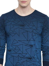 ADRO Men Geometric Printed Round Neck T-shirt
