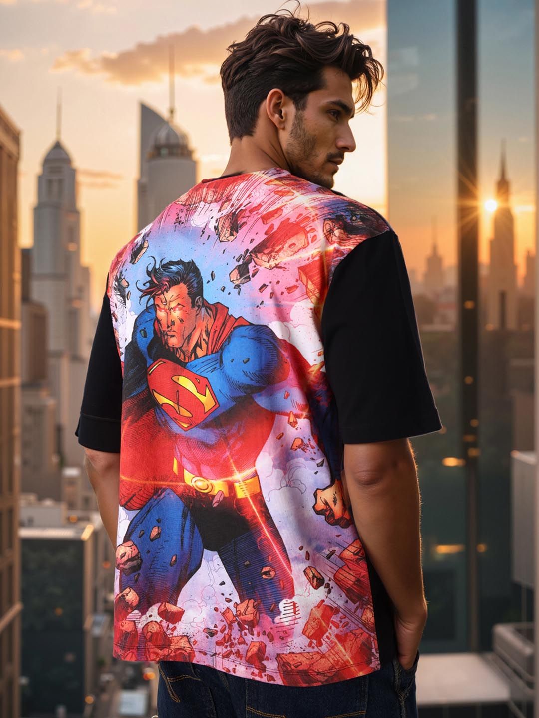 T-Shirt T-Shirt Leher Bercetak Grafik Indian Superman T-Shirt
