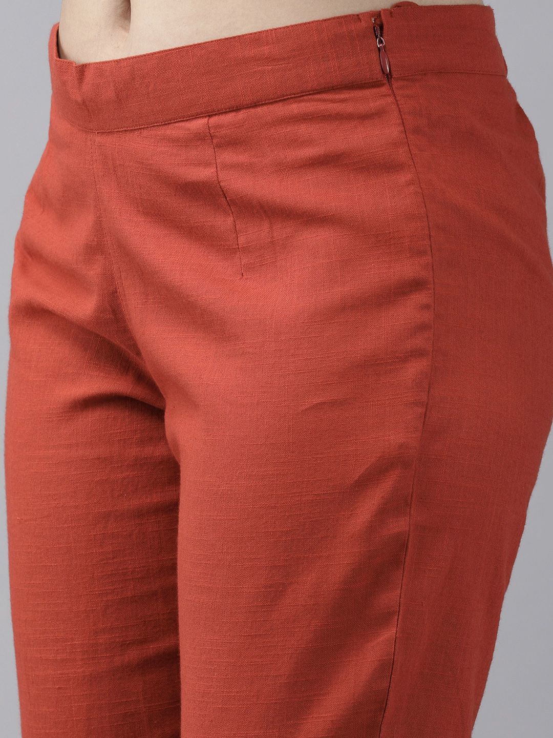 Anouk Women Rust Red Solid Kurta with Trousers