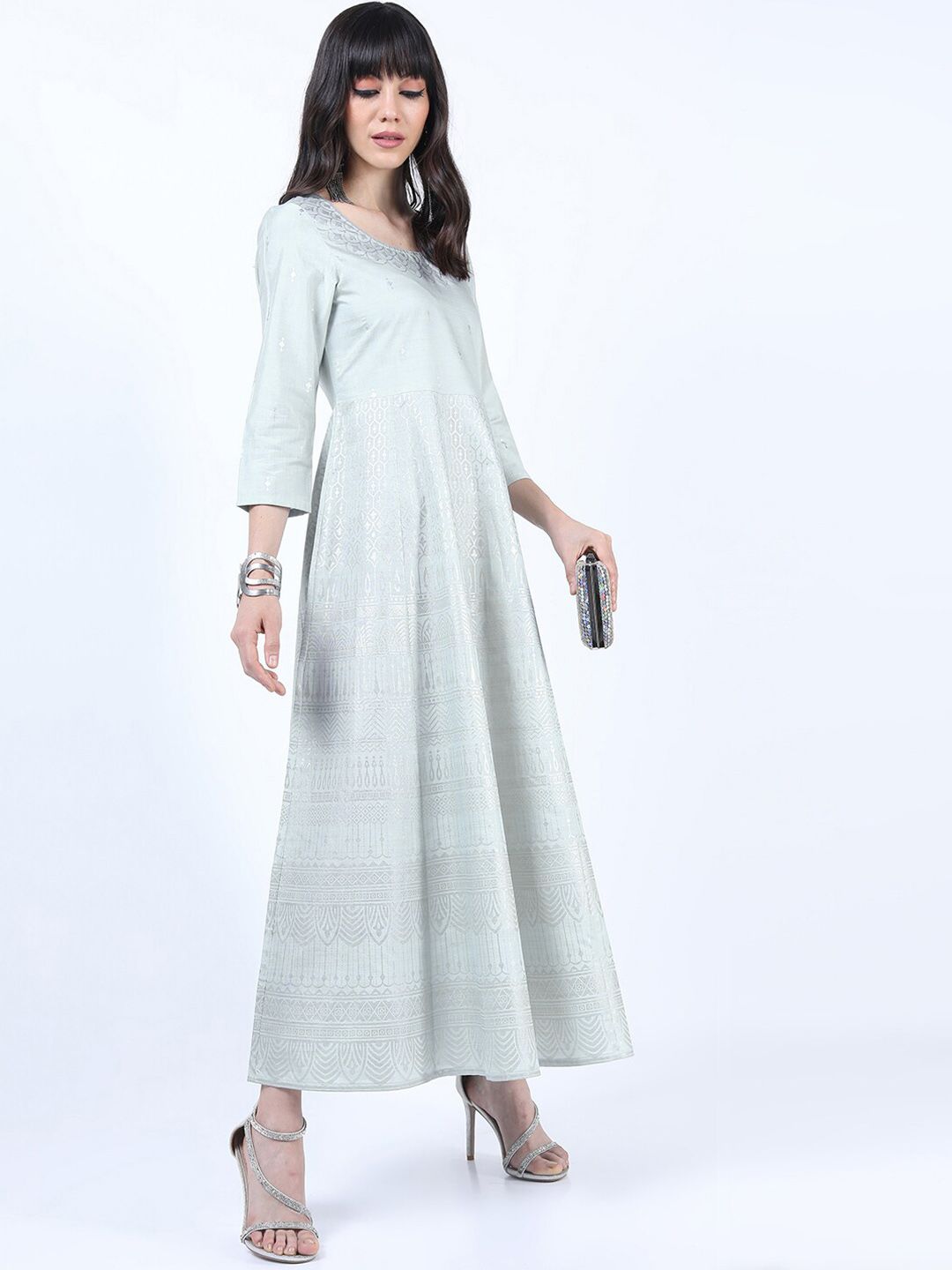 Vishudh Blue Floral Ethnic Maxi Dress