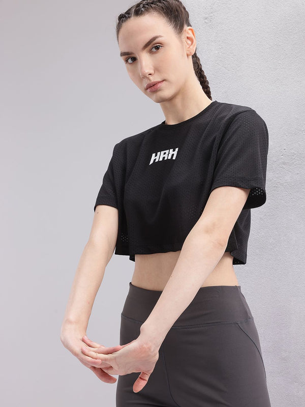 HRX by Hrithik Roshan Brand Logo Printed Relaxed Training Crop T-shirt