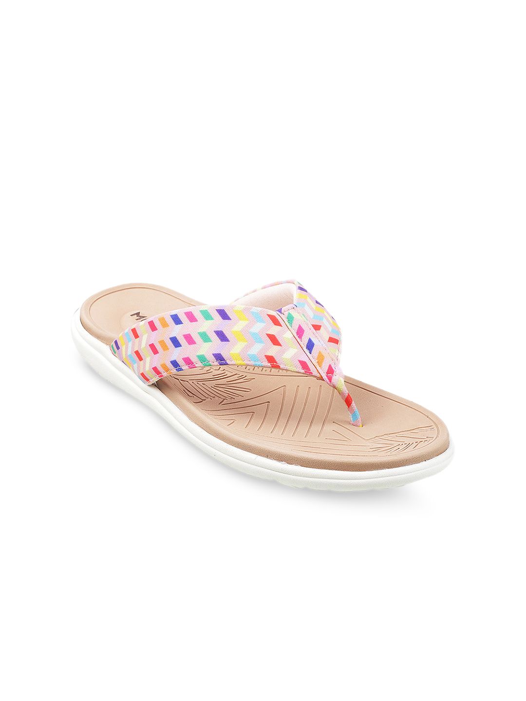 Mochi Women Beige Printed Open Toe Flats