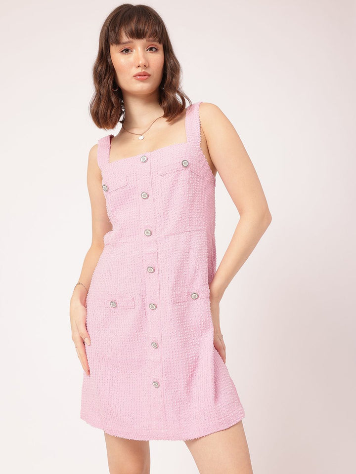 DressBerry Cutesy Glam Dobby Strappy A-Line Mini Dress