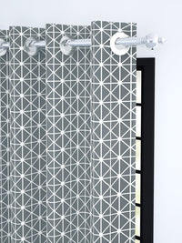 Story@home Grey & White Geometric Room Darkening Door Curtain