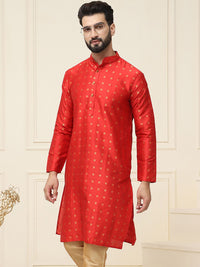 SOJANYA Men Maroon Woven Design Straight Kurta