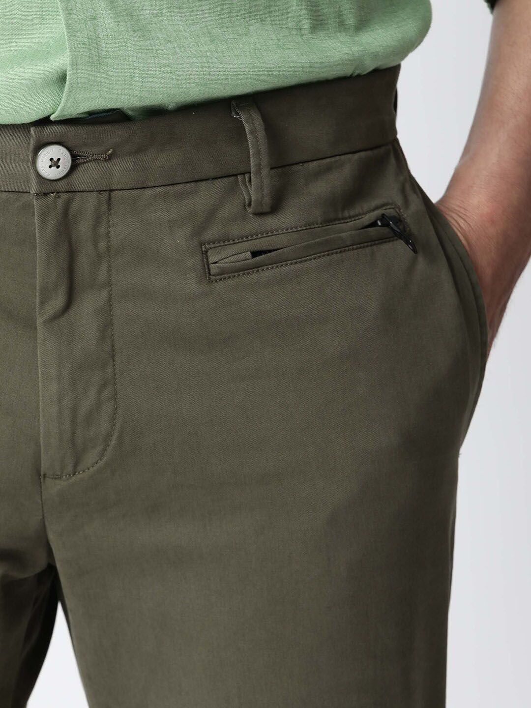RARE RABBIT Men Cloveys Slim Fit Mid-Rise Cotton Trouser