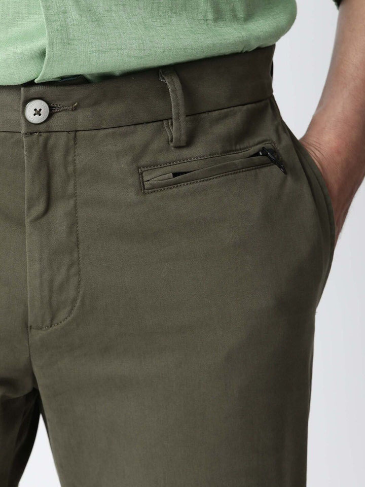 RARE RABBIT Men Cloveys Slim Fit Mid-Rise Cotton Trouser