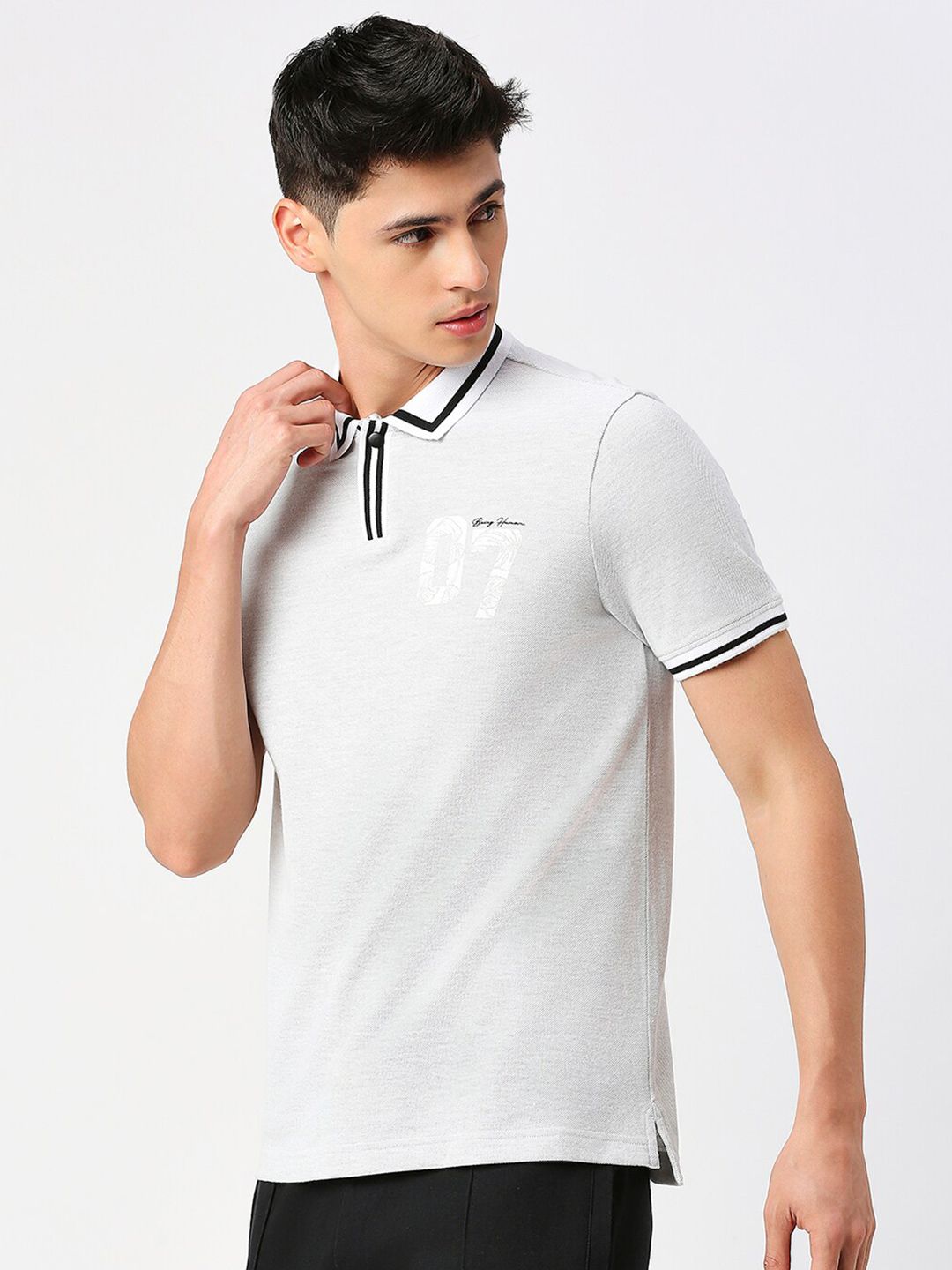 Being Human Typography Printed Polo Collar Short Sleeves Regular T-shirt