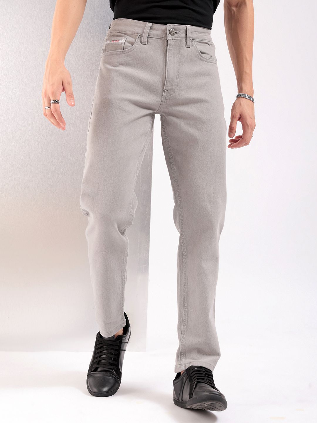 The Indian Garage Co Men Grey Slim Fit Mid-Rise Clean Look Jeans
