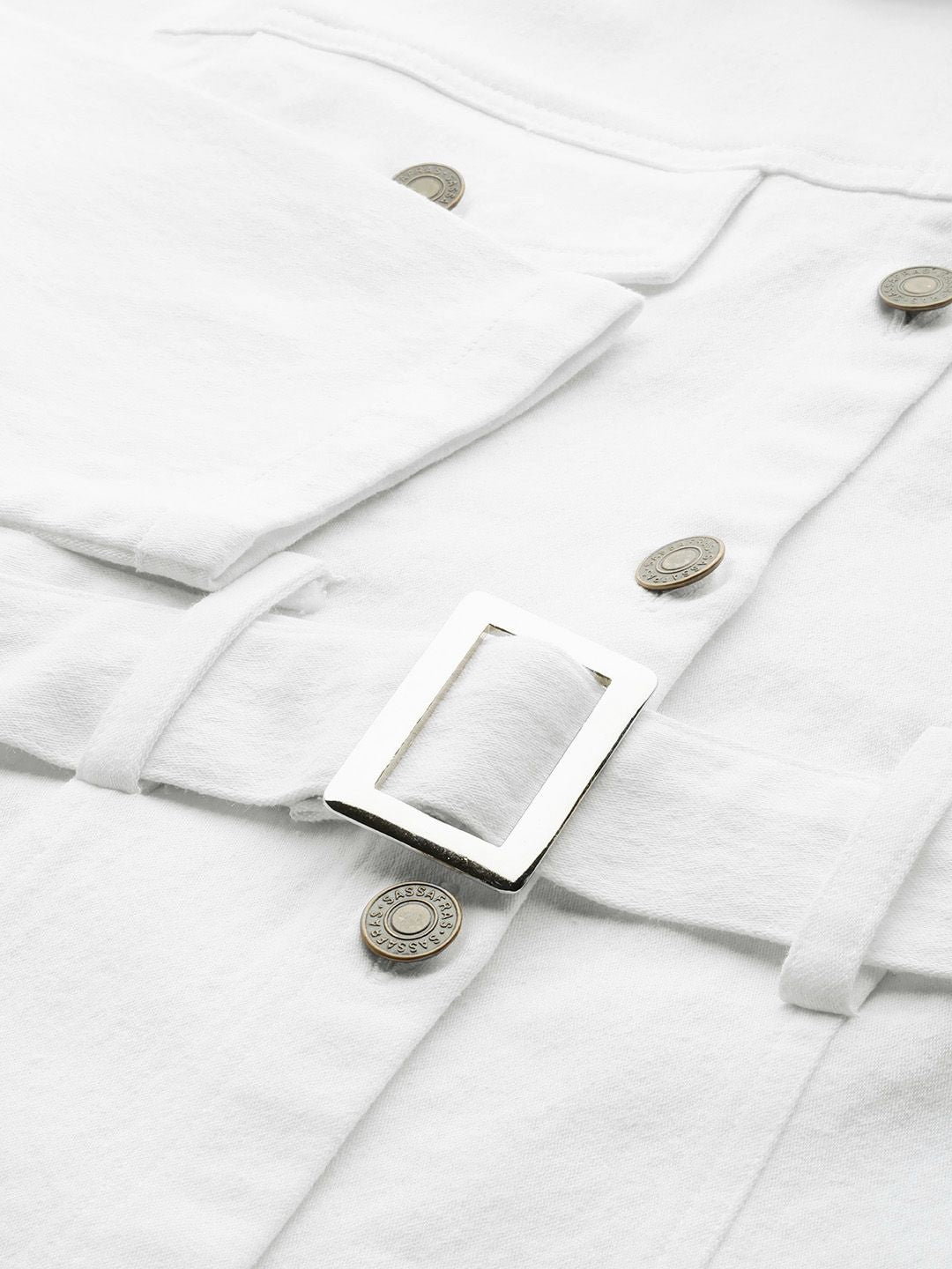 SASSAFRAS Women White Solid Tailored Jacket