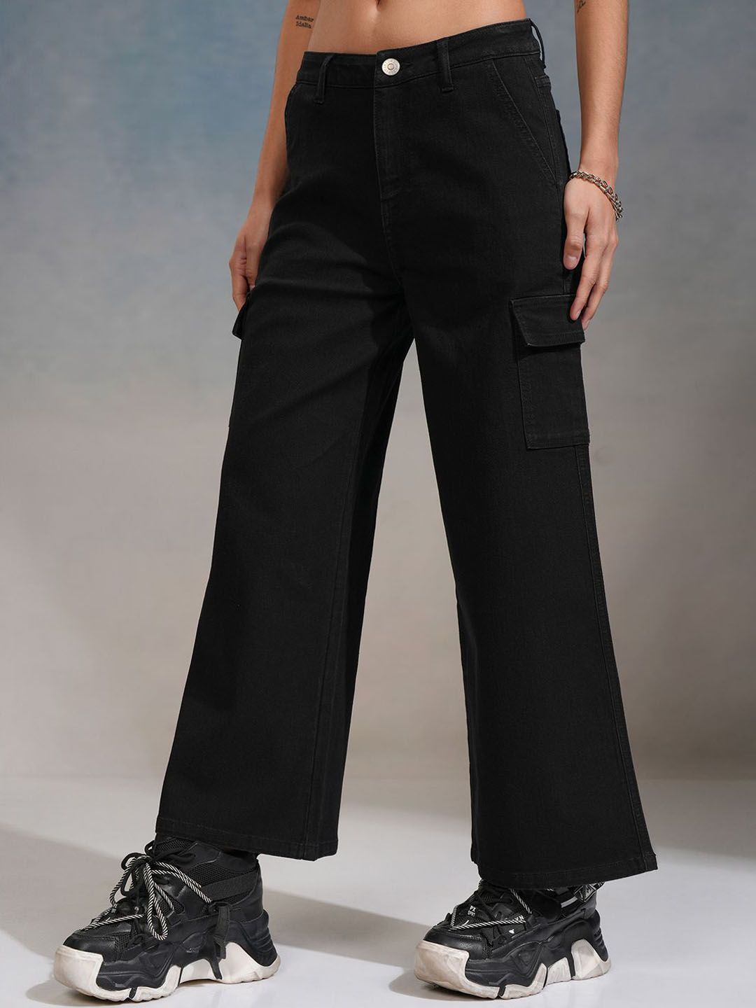 Tokyo Talkies Women Wide Leg Cargo Jeans