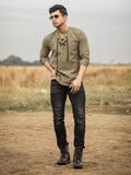 Powerlook Mandarin Collar Casual Shirt