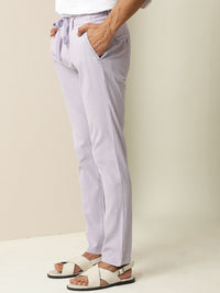 RARE RABBIT Men Monter Drawstring Striped Mid Rise Cotton Slim Fit Trouser
