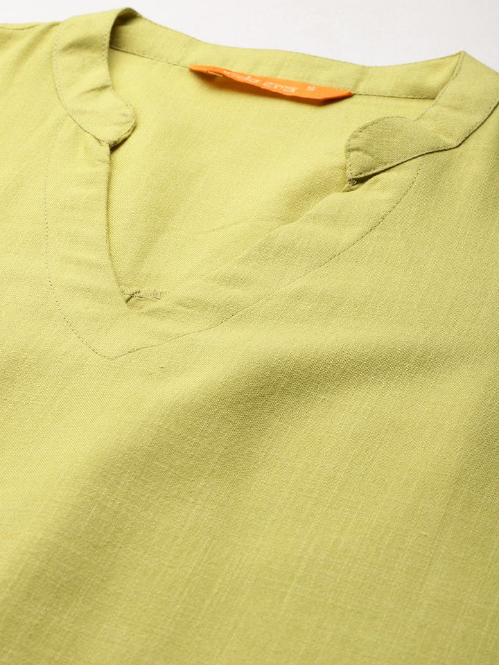 Indo Era Solid High Low Kurta with Trousers