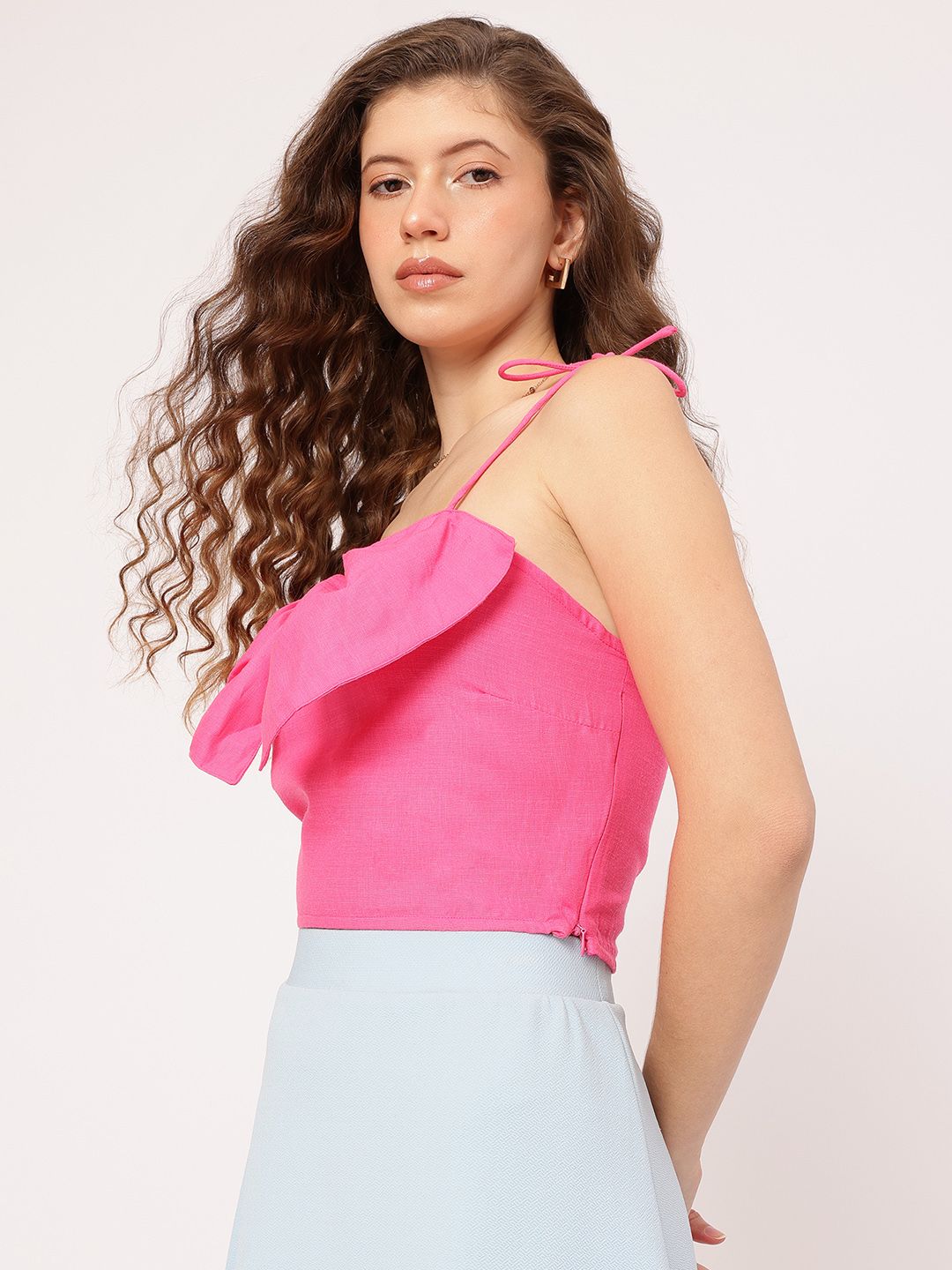 DressBerry Dreamy Drape Bow Strappy Crop Top