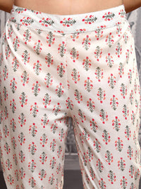 Vishudh Women Floral Printed Pure Cotton Kurta with Trousers & With Dupatta