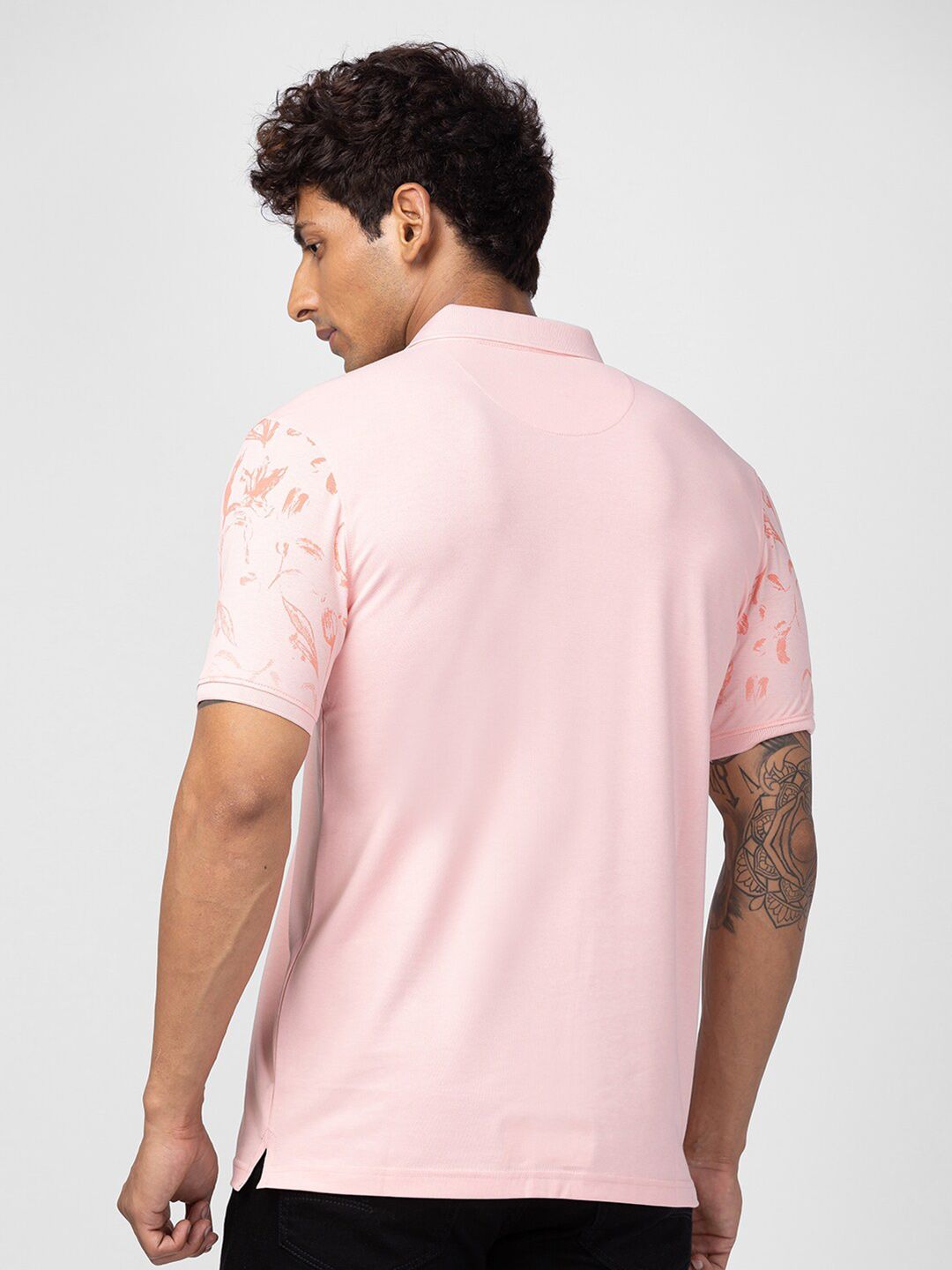 SPYKAR Men Floral Printed Polo Collar Slim Fit Cotton T-shirt