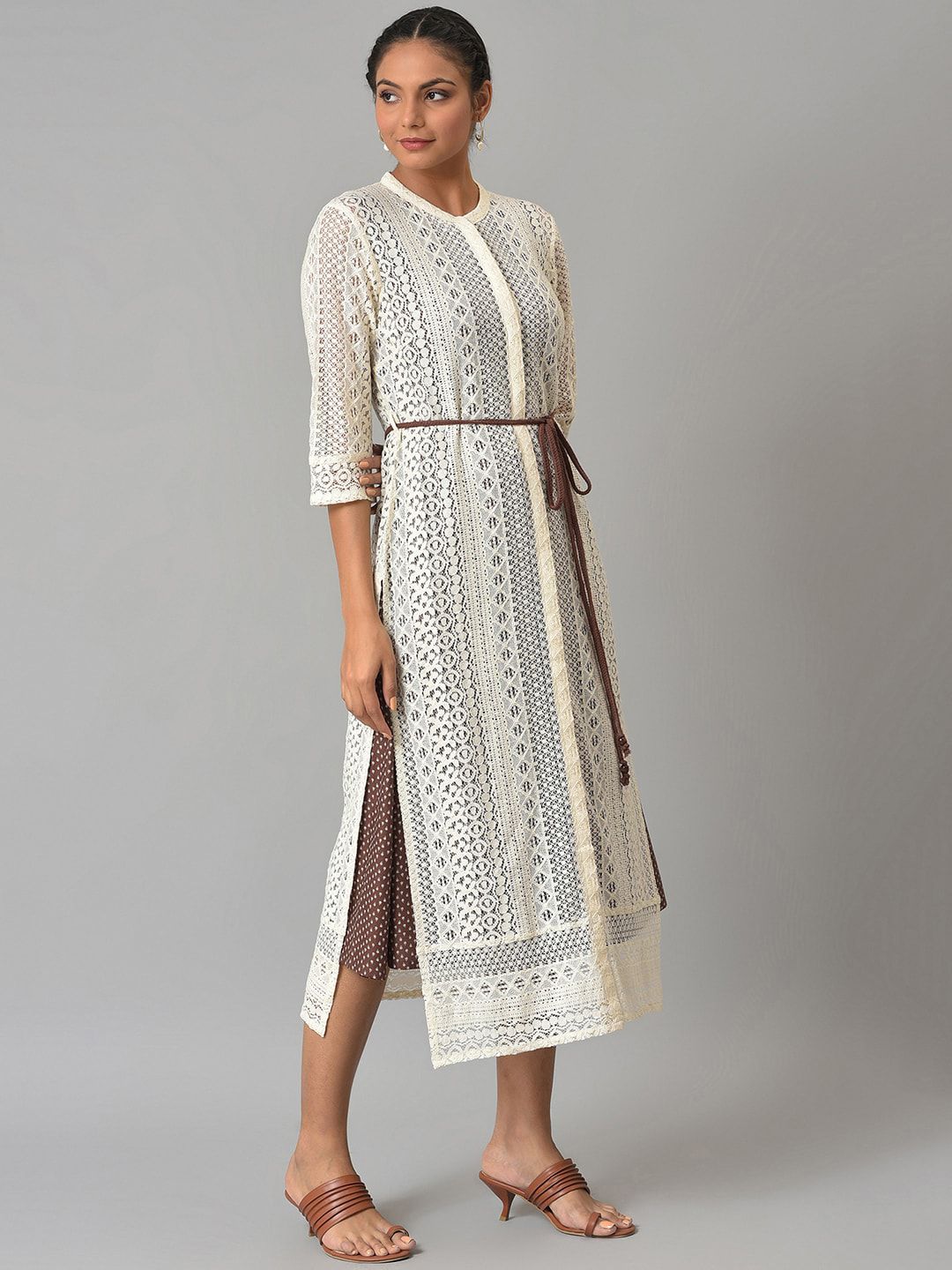 W Women Geometric Printed Cotton Kurta