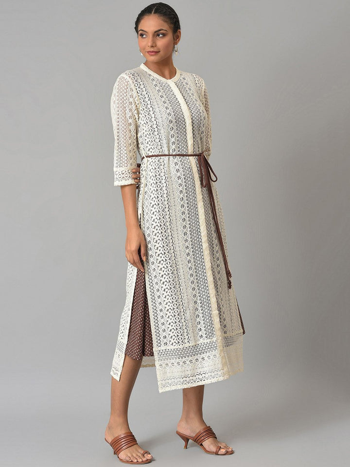 W Women Geometric Printed Cotton Kurta