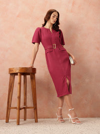 all about you Belted Sheath Midi Dress