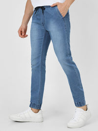 Urbano Fashion Men Blue Slim Fit Mid-Rise Clean Look Stretchable Jogger Jeans