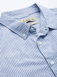 THE BEAR HOUSE Men Blue & White Classic Slim Fit Striped Pure Cotton Casual Shirt
