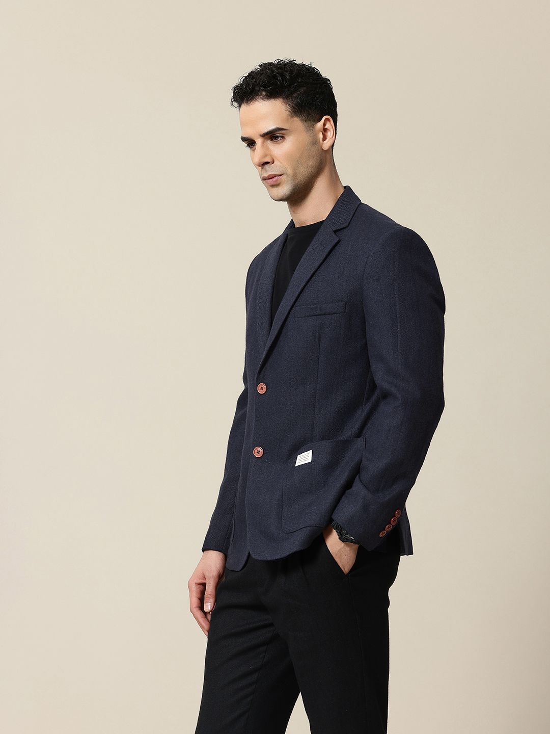 Mr.Bowerbird Solid Tailored Fit Casual Blazer