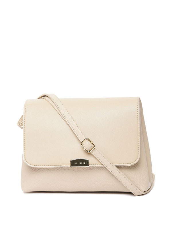 Beige Solid Sling Bag