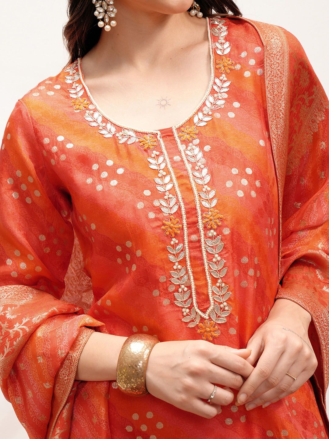 Vishudh Ethnic Motifs Embroidered Regular Kurta with Trousers & With Dupatta