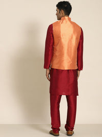 SOJANYA Men Woven Design Kurta with Churidar with Nehru Jacket