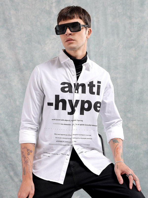 The Indian Garage Co Slim Fit Typography Printed Pure Cotton Casual Shirt