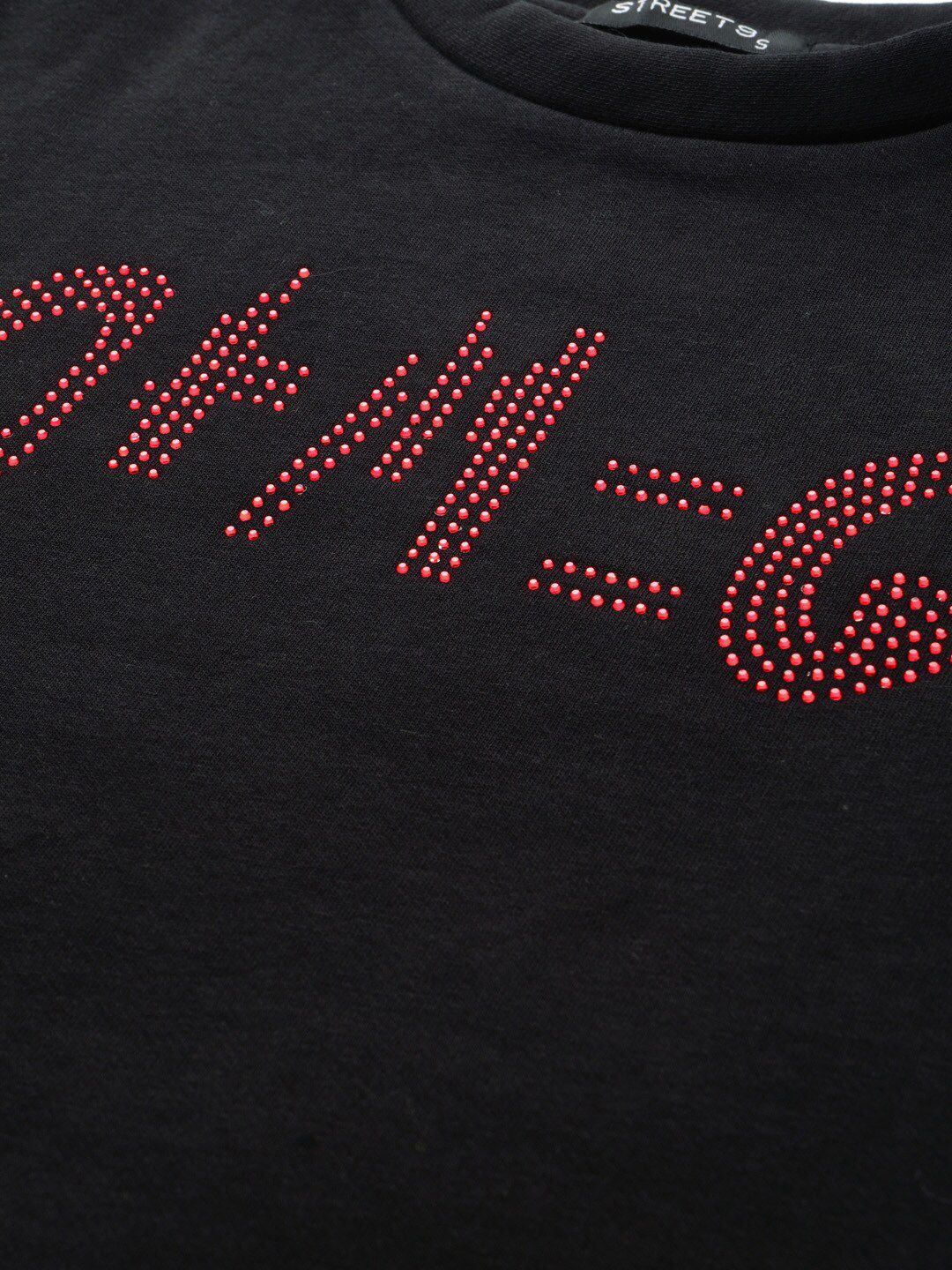 STREET 9 Women Black & Red Printed Sweatshirt