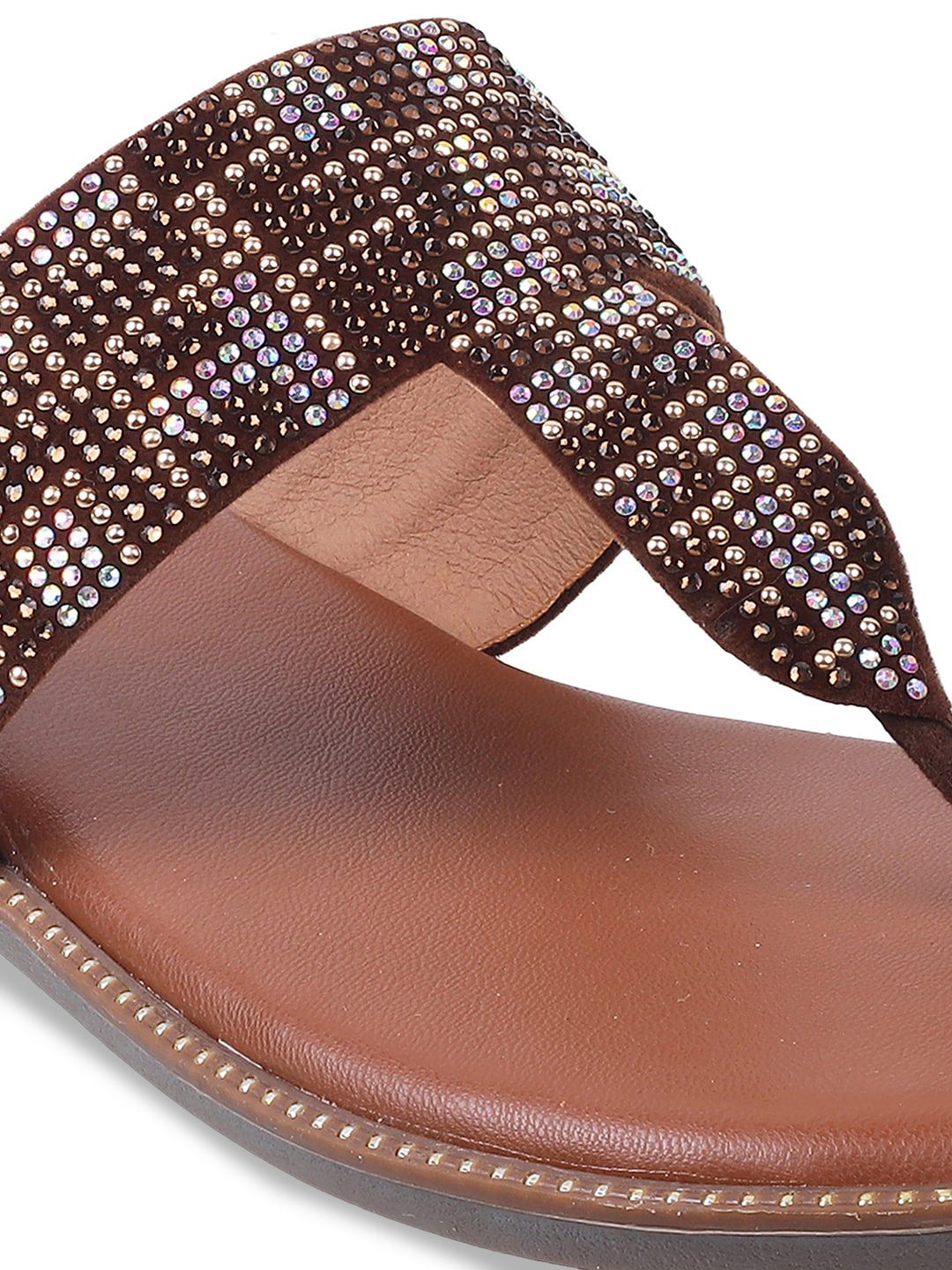 Mochi Embellished Open Toe Flats