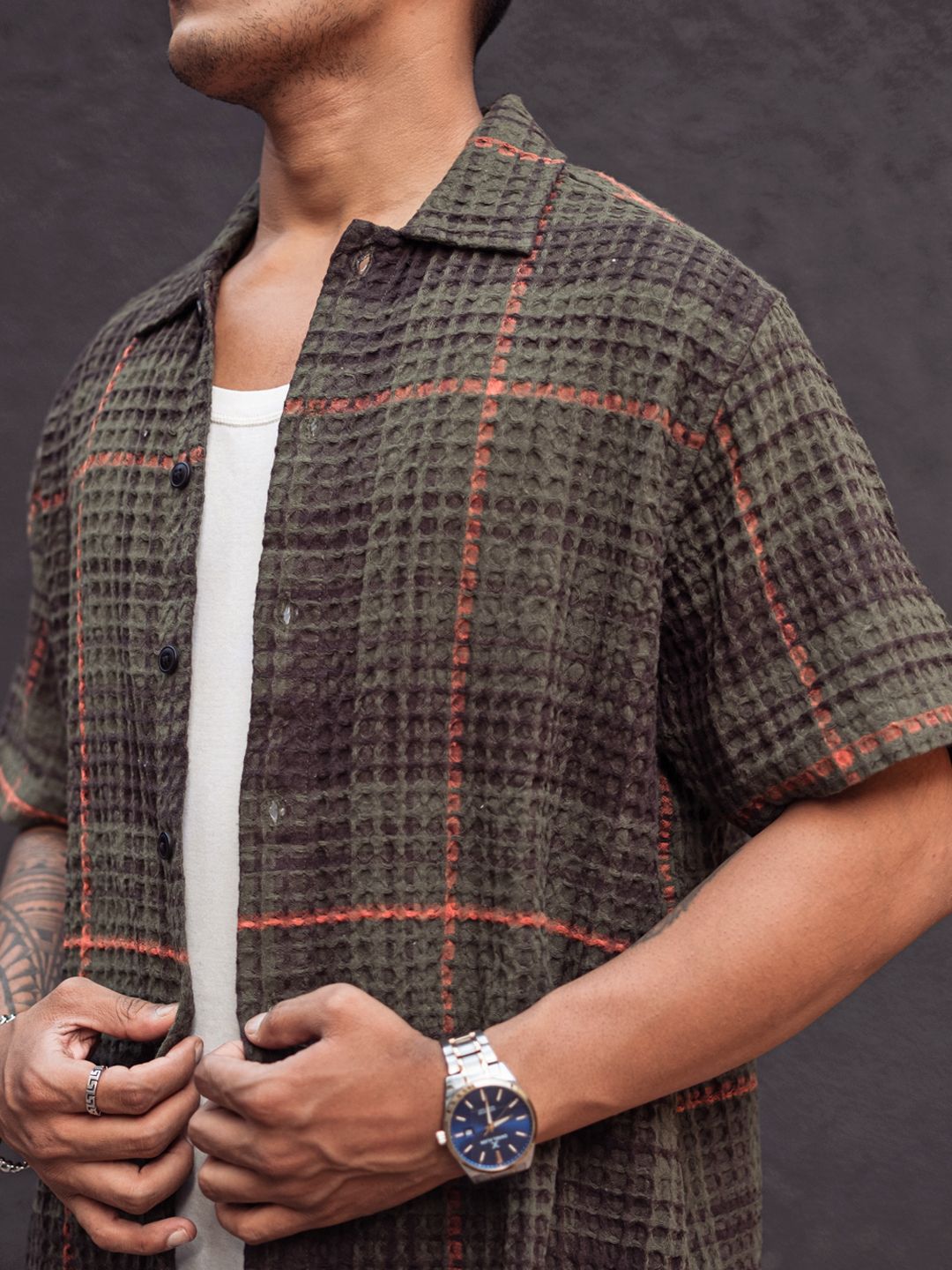 Powerlook Men Tartan Checks Opaque Checked Casual Shirt