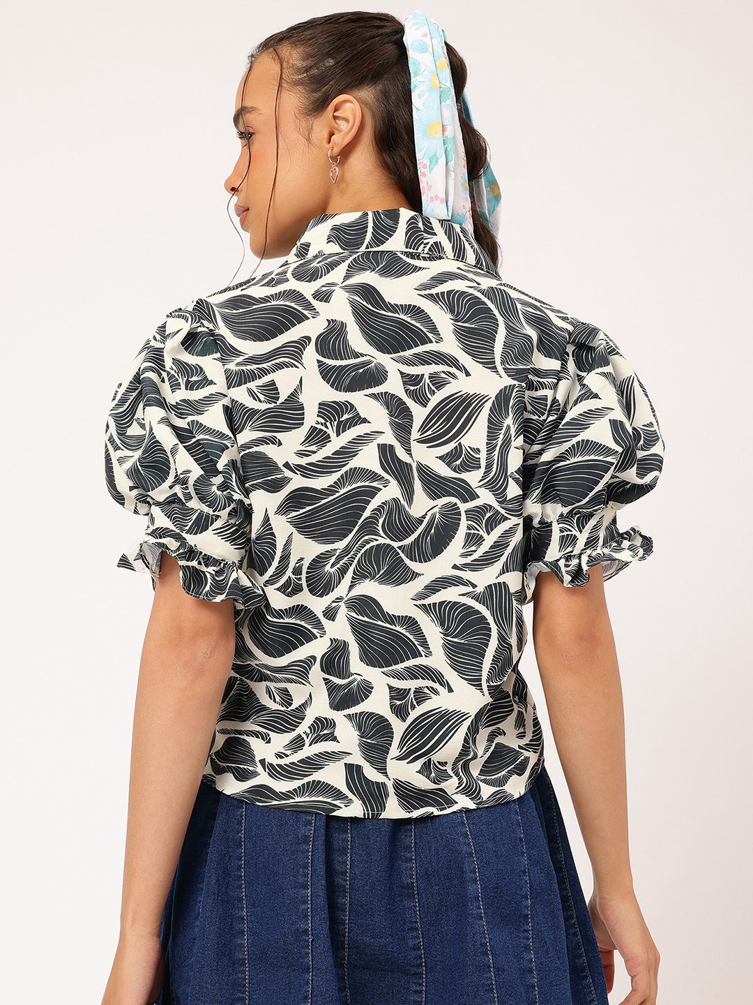 DressBerry Cute & Cuddly Puff Sleeves Printed Shirt