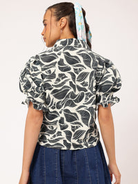 DressBerry Cute & Cuddly Puff Sleeves Printed Shirt