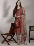 Anouk Women Striped Regular Kurta with Trousers & With Dupatta