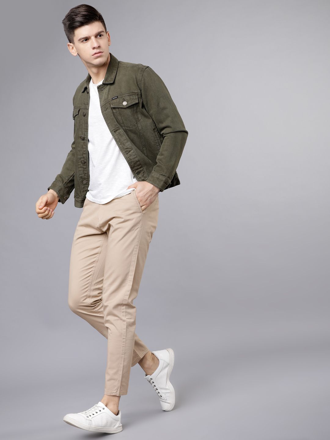 HIGHLANDER Men Beige Tapered Fit Chinos