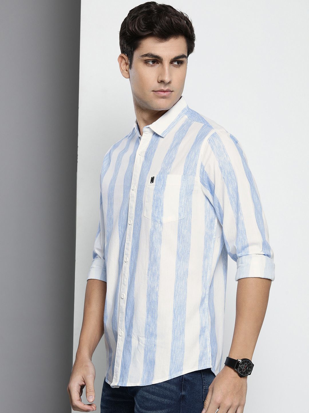 The Indian Garage Co Men Pure Cotton Striped Casual Shirt