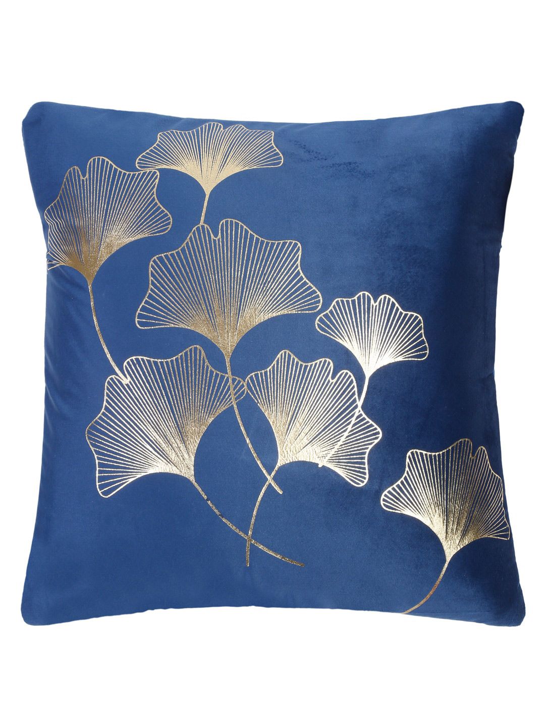 HOSTA HOMES Blue & Gold Set of 5 Floral Velvet Square Cushion Covers