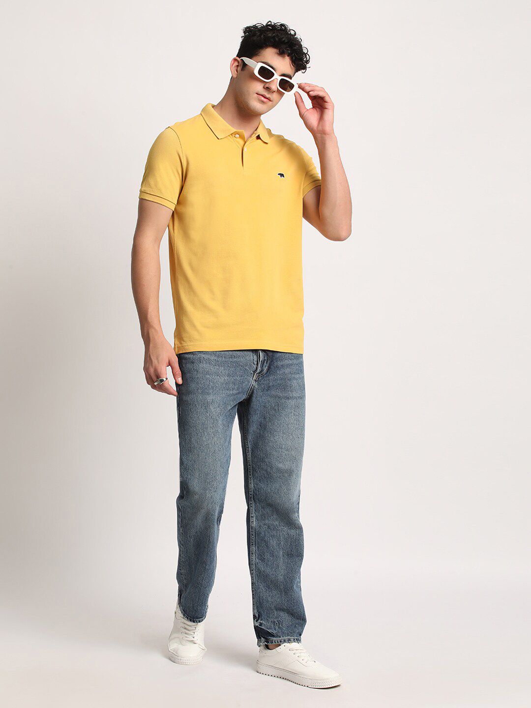 THE BEAR HOUSE Men Solid Regular Fit Cotton Polo Collar T-Shirt