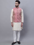 SOJANYA Embroidered Mandarin Collar Kurta with Pyjamas & Nahru Jacket