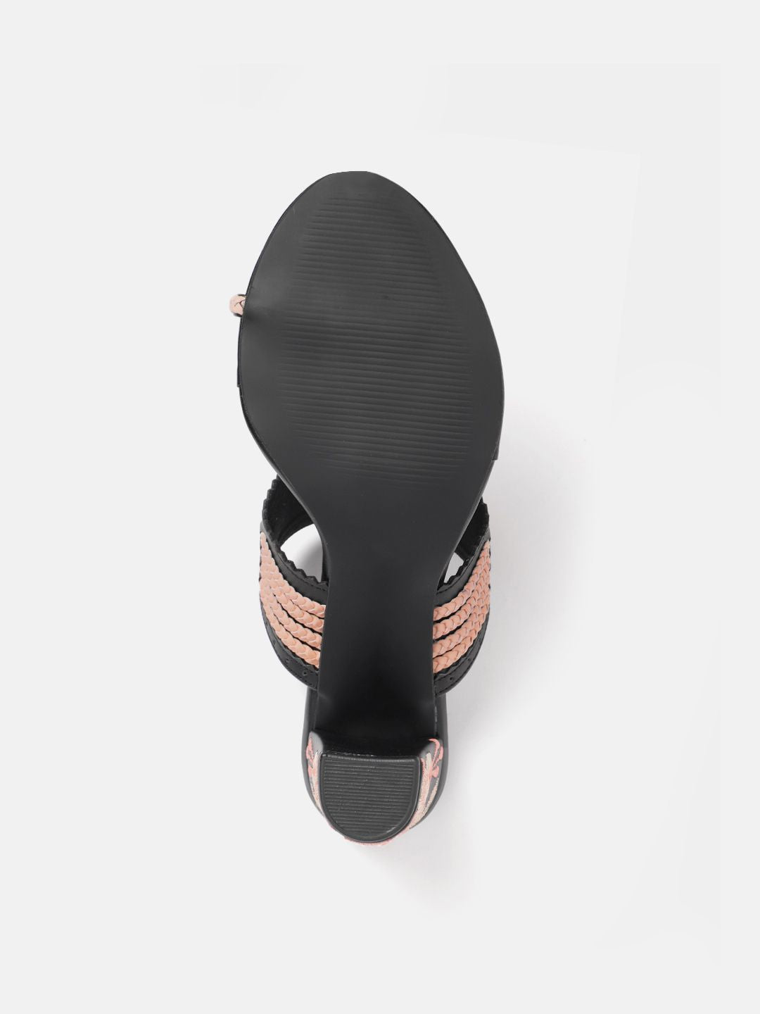 House of Pataudi  Open Toe Woven Design Block Heels