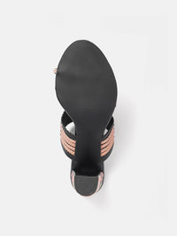 House of Pataudi  Open Toe Woven Design Block Heels