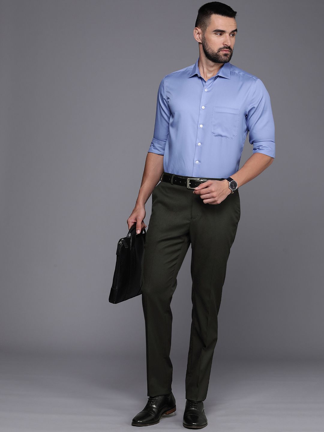 Raymond Men Textured Slim Fit Formal Trousers